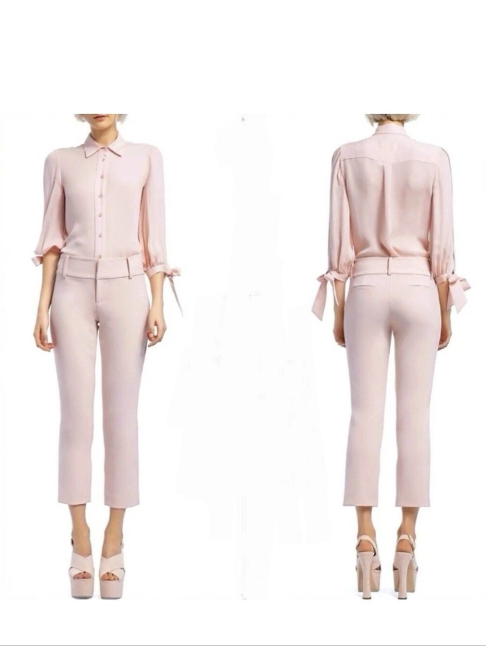 Alice + Olivia stacey fitted pink ankle crop pants Size 6 NWOT $398 - Picture 2 of 9